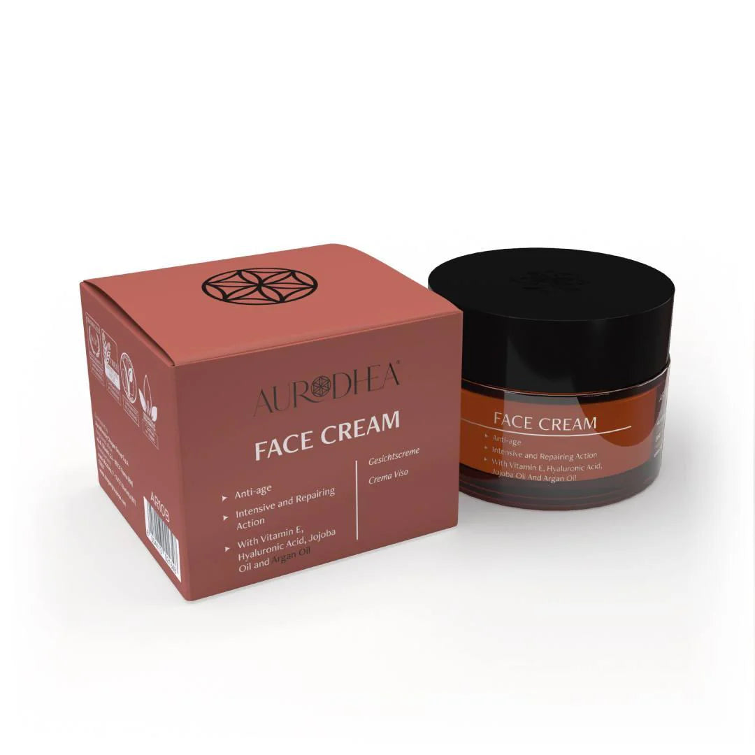 Crème visage à l’huile d’Argan - 50 ml Enrichie en acide hyaluronique, vitamine E et huile de Jojoba I Cod.: AR10B