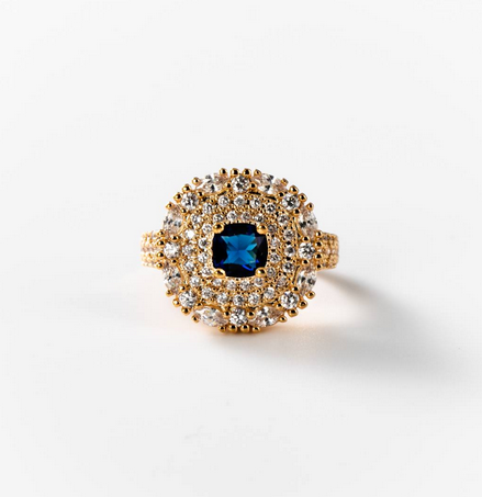 Bague Deep Blue plaquée or 24 carats - Cod.: BIGAG024