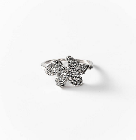 Bague Flower ring en métal rhodié