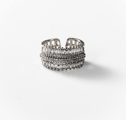 Bague à bandeau de lumière en métal rhodié - Cod.: BIGAS037