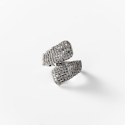 Bague embrassement lumineux en métal rhodié - Cod.: BIGAS038