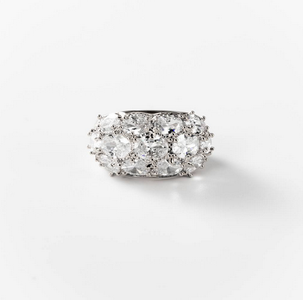 Bague tempête de diamants en métal rhodié - Cod.: BIGAS034