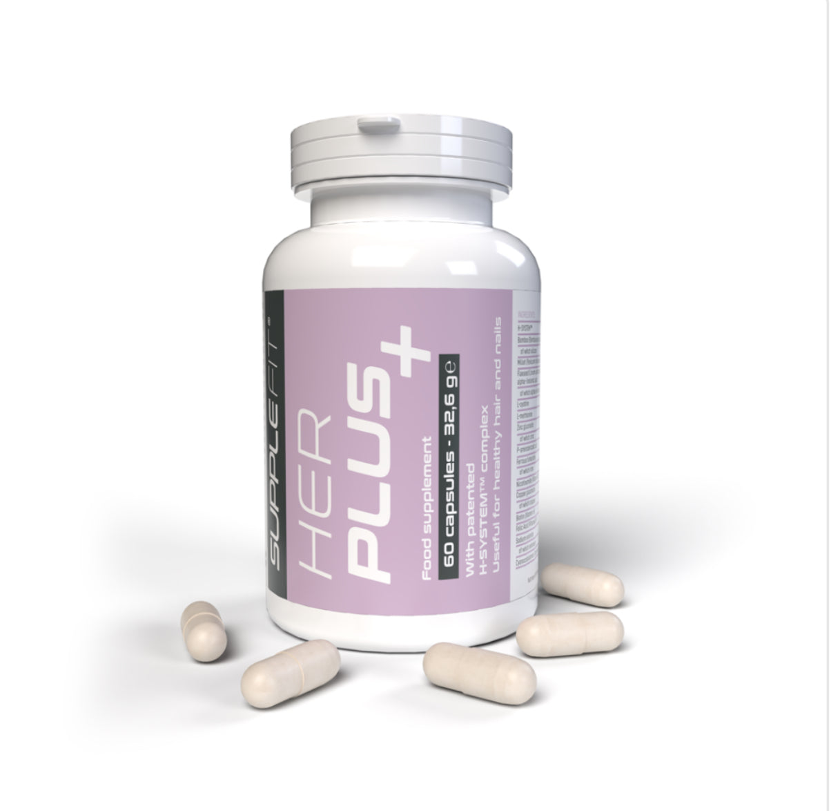 COMPLÉMENT ALIMENTAIRE EN GÉLULES HER PLUS + Avec mélange breveté H-SYSTEM™ I COD.: INTB046