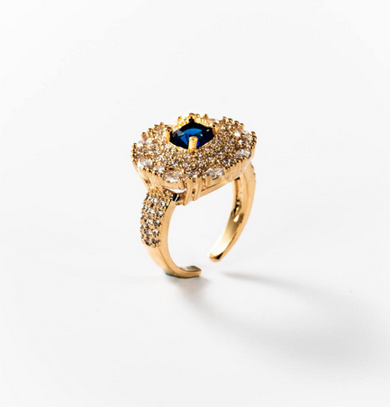 Bague Deep Blue plaquée or 24 carats - Cod.: BIGAG024