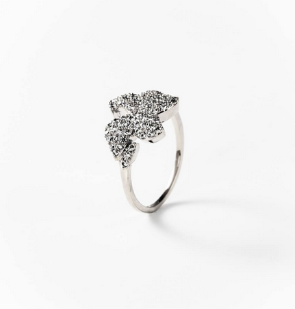 Bague Flower ring en métal rhodié