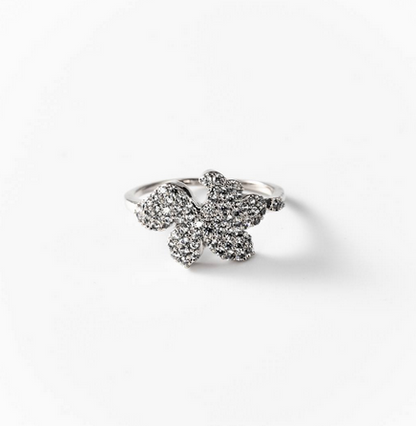 Bague Flower ring en métal rhodié