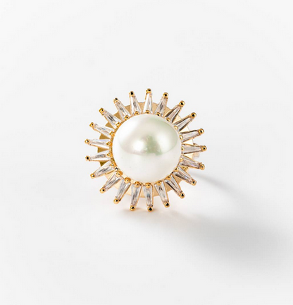 Bague perle de soleil plaquée or 24 carats - Cod.: BIGAG004
