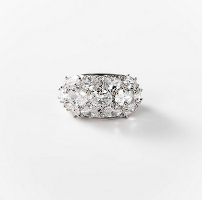 Bague tempête de diamants en métal rhodié - Cod.: BIGAS034