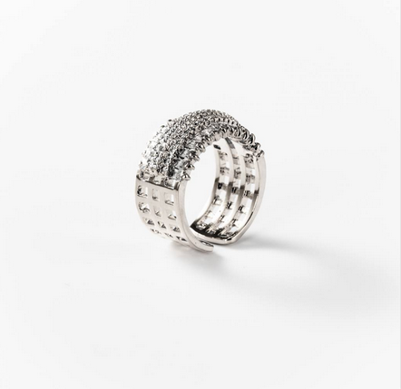 Bague à bandeau de lumière en métal rhodié - Cod.: BIGAS037