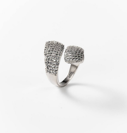 Bague embrassement lumineux en métal rhodié - Cod.: BIGAS038