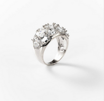 Bague tempête de diamants en métal rhodié - Cod.: BIGAS034