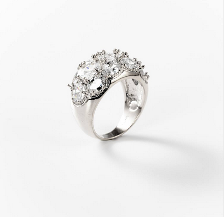 Bague tempête de diamants en métal rhodié - Cod.: BIGAS034