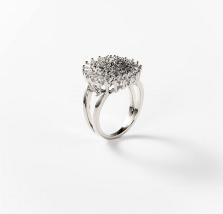 Bague tourbillon brillante en métal rhodié - od.: BIGAS036 Taille : 16