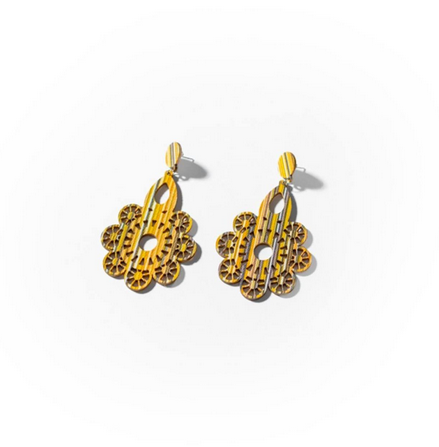 Boucles d’oreille fleurs en bois - Cod.: BIGOL007