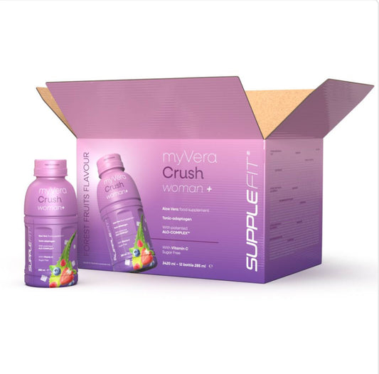 MYVERA CRUSH Woman + | Complément alimentaire en bouteille unidose de 285 ml (12 bouteilles) - 3420 ml I  Cod.: INTA004-12