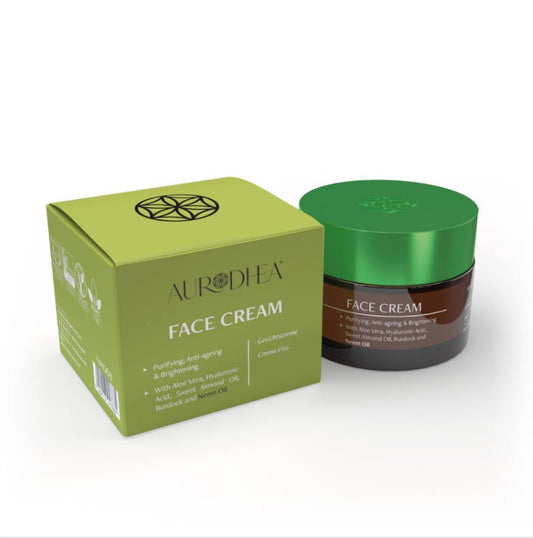 CRÈME VISAGE À L’HUILE DE NEEM - 50 ML Enrichi en Aloe Vera, Acide hyaluronique, Bardane et Huile d'Amande douce I COD.: NM06B