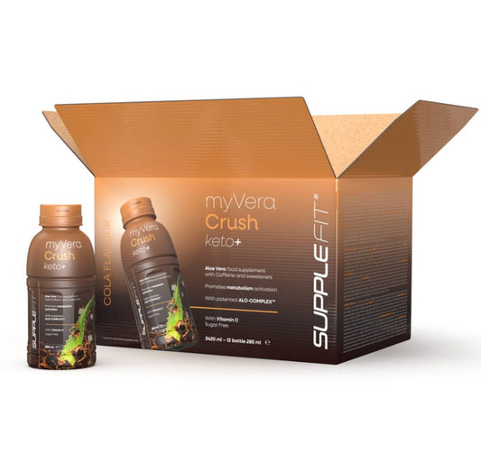 MYVERA CRUSH Keto + | Complément alimentaire avec caféine et édulcorants en bouteille unidose de 285 ml (12 bouteilles) - 3420 ml I Cod.: INTA005-12