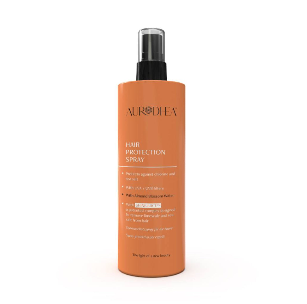 SPRAY CAPILLAIRE PROTECTEUR CONTRE LE CHLORE ET L’EAU SALÉE - 150 ML Avec mélange breveté SHINEJUICE™ I COD.: SOL26