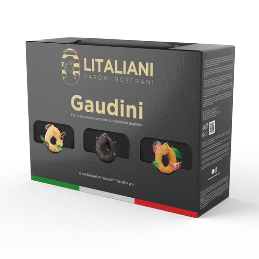 BOX GAUDINI – 6 PAQUETS DE TARALLI 1200 G (6 CONFEZIONI DA 200G) I COD.: LIT0049